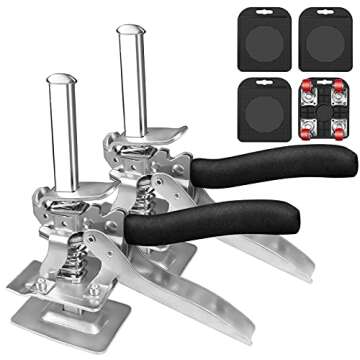 2 Furniture Jack Lifter Kit with 4 Slider for Conveniently Moving Heavy Duty Furniture, Durable Appliance Moving Sliders, Safe Furniture Move Roller Tools Easy to Move for TV Washing Cabinet Carpet