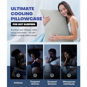 Ice Cooling Pillow Cases for Hot Sleepers, Stay Cool All Night, Smoother Than Silk Pillowcase, Luxurious Covers w/Hidden Zipper for Hair Skin, for Men Women Mom (Light Gray, Standard)