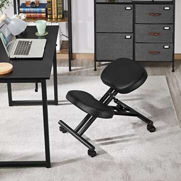 Yaheetech Kneeling Chair Ergonomic Posture Chair for Office Home Standing Work Desk Stool Adjustable Office Chair with Thick Cushion Pad & Flexible Seating Rolling Casters