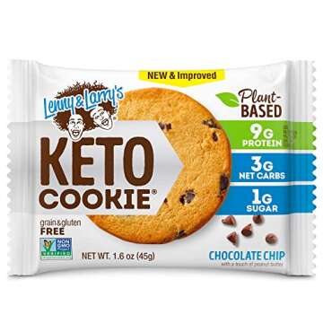 Lenny & Larry's Keto Cookie, Chocolate Chip, Soft Baked, 9g Plant Protein, 3g Net Carbs, Vegan, Non-GMO, 1.6 Ounce Cookie (Pack of 12) packaging may vary