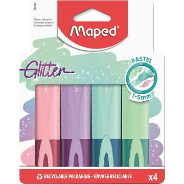 Maped Fluo Peps Glitter Highlighters - Pastel Colors (Set of 4)