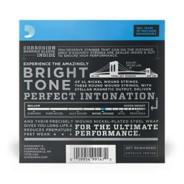 D'Addario Guitar Strings - XL Nickel Electric Guitar Strings - EXL157 - Perfect Intonation, Consistent Feel, Reliable Durability - For 6 String Guitars - 14-68 Medium Baritone