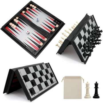 Magnetic 10" Chess Set - 3 in 1 Travel Game