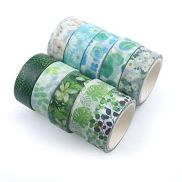 FKEYTO Washi Tape Set,Great for Bullet Journal Supplies, Arts, Scrapbook, DIY Crafts, Planners，15 mm Wide x 5 Meters Long