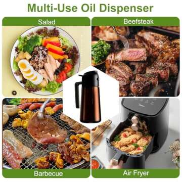 OURCABECUE Kitchen Upgraded Made Oil Sprayer for Cooking, Dark Brown 2 in 1 Spray and Pour Olive Oil Dispenser 16oz 470ml Glass Oil Spray Bottle, Mist Olive Oil Dispensing, Air Fryer