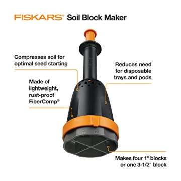 Fiskars Soil Block Maker for Garden Seeds with Natural Air Pruning, Eco Friendly Soil Blocking Gardening Tool for Germinating Seeds