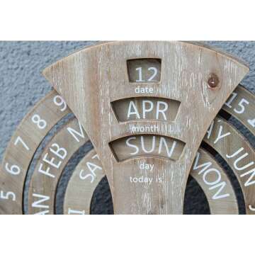 Rustic Wooden Perpetual Calendar for Home & Office