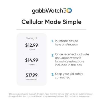 Gabb Watch 3E Series - Smart Watch Phone for Kids (Silver) - GPS Tracker, Kids Smart Watch, Talk and Text, Parental Controls, No Social Media, No Internet, SOS Button, 30 Activation Fee