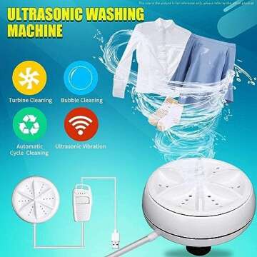 Portable Washing Machine, Mini Ultrasonic Washing Machine 3 in 1 Dishwashers Ultrasonic Waves Suitable for Home, Business, Travel, College Room, RV, Apartment (3.5IN)