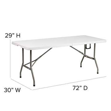 Flash Furniture Elon 6' Rectangular Plastic Folding Event Table, Portable Banquet Table for Indoor/Outdoor Events, White