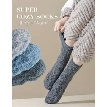 TEHOOK Fuzzy Socks Winter Thick Warm Cozy Fluffy Soft Slipper Socks Socks Christmas Stocking Stuffers Gifts Size 6-10