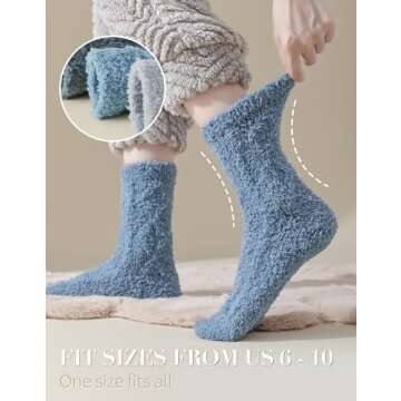 TEHOOK Fuzzy Socks Winter Thick Warm Cozy Fluffy Soft Slipper Socks Socks Christmas Stocking Stuffers Gifts Size 6-10