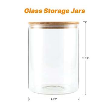 Glass Storage Jars,2 PACK -108oz/3200ml Clear Glass Food Storage Containers with Airtight Bamboo Lid Stackable Kitchen Canisters for Candy,Cookie,Rice,Sugar,Flour,Pasta,Nuts and Spice Jars