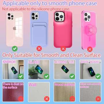 QxbBox Silicone Suction Cup Phone Case Mount Double Sided, Hands-Free Strong Grip Holder for Selfies and Videos,Silicon Sticky Phone Grip with Higher Suction Power for Cell Phone Light Pink