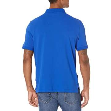 Nautica Men's Short Sleeve Solid Stretch Cotton Pique Polo Shirt, Bright Cobalt, Small