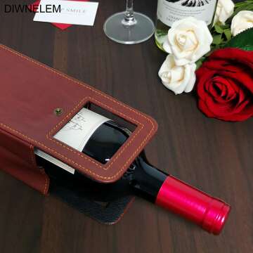 Leather Wine Tote Bag