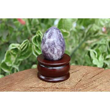 Jet Natural Crystal Lepidolite Gemstone Egg 45-50 mm Hand Carved Crystal Altar Healing Devotional Focus Spiritual Chakra Cleansing Metaphysical Jet International Crystal Image is JUST A Reference