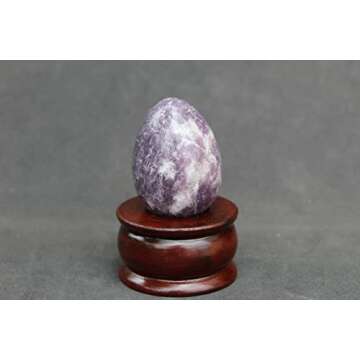 Jet Natural Crystal Lepidolite Gemstone Egg 45-50 mm Hand Carved Crystal Altar Healing Devotional Focus Spiritual Chakra Cleansing Metaphysical Jet International Crystal Image is JUST A Reference