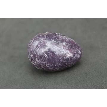 Jet Natural Crystal Lepidolite Gemstone Egg 45-50 mm Hand Carved Crystal Altar Healing Devotional Focus Spiritual Chakra Cleansing Metaphysical Jet International Crystal Image is JUST A Reference