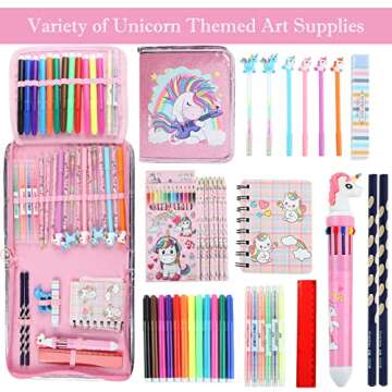 Fruit Scented Markers Set 44 Pcs Filled Stationery with Unicorn Pencil Case,Art Supplies for Kids Ages 4-6-8, Perfect Unicorn Gifts for Girls,Assortment Marker Pencil Gel Pen Coloring