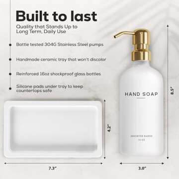 Luxury Glass Soap Dispenser Set with Tray - Brighter Barns