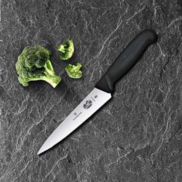 Victorinox Swiss Army 5.2003.15-X8 Fibrox Straight Chef's Knife Black 6 in