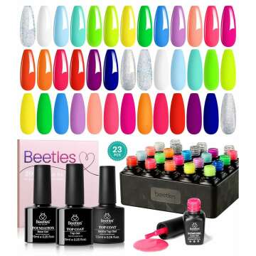 Beetles 23Pcs Summer Neon Gel Nail Polish Set with Base and Top Coat