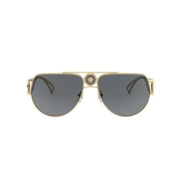 Versace VE 2225 Gold Aviator Sunglasses with Grey Lens