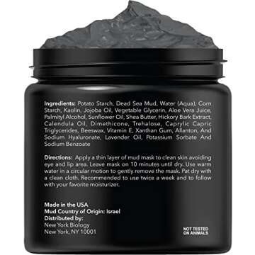 New York Biology Dead Sea Mud Mask for Face and Body - Spa Quality Pore Reducer for Acne, Blackheads & Oily Skin, Natural Skincare for Women, Men - Tightens Skin for A Healthier Complexion - 8.8 oz