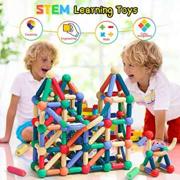 UREC 64Pcs Magnetic Building Blocks, Montessori Magnet Toys for Toddlers, STEM Learning Toys for Boys and Girls, Creativity Kids Games, ABS Material, Non-Toxic, Ages 3+, MGB-64