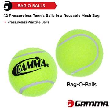 GAMMA Bag of Pressureless Tennis Balls - Sturdy & Reuseable Mesh Bag with Drawstring for Easy Transport - Bag-O-Balls (12-Pack of Balls, Yellow)