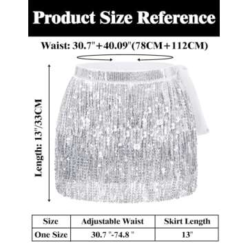 Glamorous Silver Sequin Skirt with Tassels for Women