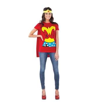 Rubies Women's DC Comics Wonder Woman T-Shirt with Cape and Headband