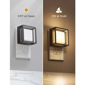 DORESshop LED Dimmable Night Lights with Dusk-to-Dawn Sensor - 2 Pack