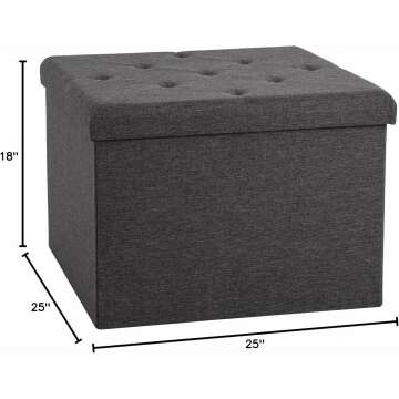 Cushioned Ottoman with Hidden Storage Chest in Gray