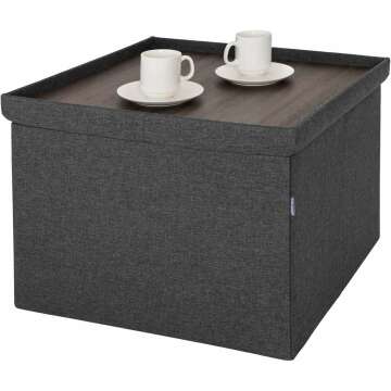 Cushioned Ottoman with Hidden Storage Chest in Gray