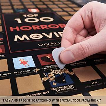 Top 100 Horror Movies Scratch off Poster - Large Cinema Scratchable Poster - Horrors of all Time Bucket List - Must See Movie Challenge - Essential Horrors Scratch off Calendars - Films to Watch