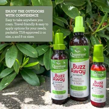 Quantum Health Buzz Away Extreme - DEET-free Insect Repellent, Essential Oil Bug Spray - Small Children and Up, Travel Friendly, 8 Fl Oz, multicolor (00073184)