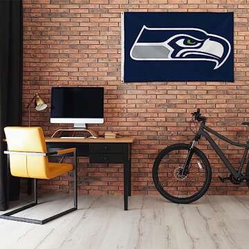 Rico Industries NFL Seattle Seahawks 3-Foot by 5-Foot Single Sided Banner Flag with Grommets