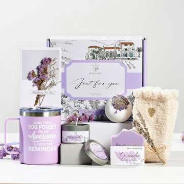 Personalized Lavender Spa Gift Basket for Women Birthday Gifts Ideas for Mom Sister Nurse Teacher Coworker Best Friend Spa Baskets for Her Self Care Package