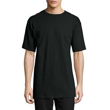 Hanes Men's Short Sleeve Beefy-T, 2-Pack Black T-Shirts, Size Small