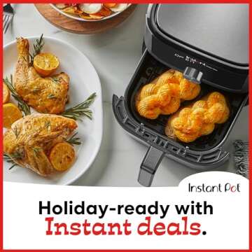 Instant Vortex Plus 4QT Air Fryer, Custom Program Options, 6-in-1 Functions Crisps, Broils, Roasts, Dehydrates, Bakes, Reheats, 100+ In-App Recipes, from the Makers of Instant Pot, Stainless Steel