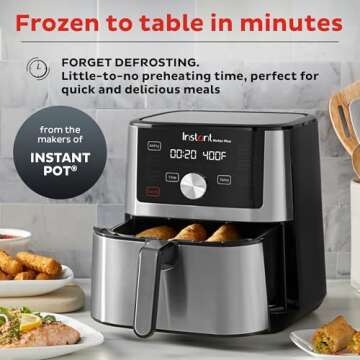 Instant Vortex Plus 4QT Air Fryer, Custom Program Options, 6-in-1 Functions Crisps, Broils, Roasts, Dehydrates, Bakes, Reheats, 100+ In-App Recipes, from the Makers of Instant Pot, Stainless Steel