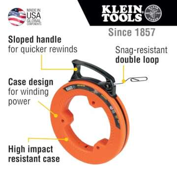 Klein Tools 56331 50-Foot Electrical Fish Tape with Double Loop Tip