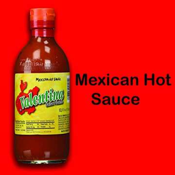 Valentina Hot Sauce Mexican Picante Salsa Vegan Spice Mix Made From Chili Peppers Perfect For Chips Fast Foods Lunch Snacks or More 12.5 Ounce ( 370 ml )