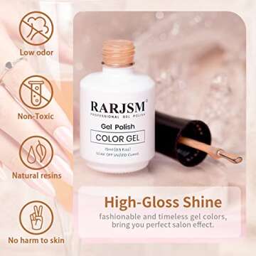 RARJSM Nude Brown Gel Nail Polish LED UV Gel Soak Off Clear Brown Skin Tone Taffy Color French Manicure Jelly Nail Gel Polish Varnish Curing Requires 1pcs 15ml for Home Salon Nail Art DIY