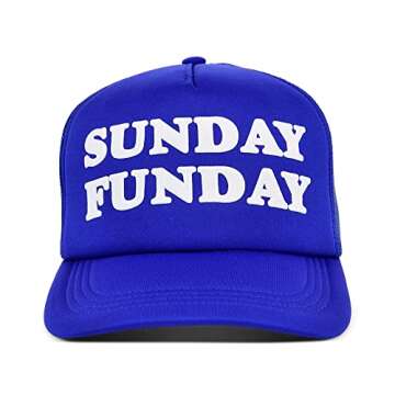 Lids Sunday Funday Pop Culture Foam Trucker Adjustable Snapback Cap Royal Blue/White