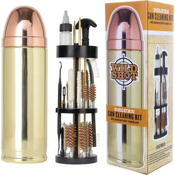 Wild Shot Deluxe Gun Cleaning Kit with Patented Aluminum Bullet-Shaped Storage Case, Cleaning Tools to Effectively Maintain Handguns, Shotguns and Rifles