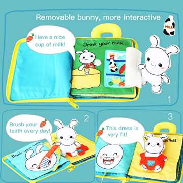 beiens 3Pcs My Quiet Books, 9 Theme Soft Activity Books for Babies, Toddler Learning Sensory Story Book, Life Skill Education & Identify 3D Cloth Busy Books for Infants, Boys and Girls Soft Toy