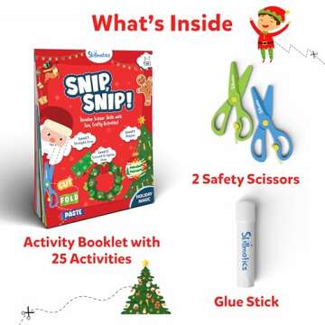 Skillmatics Art & Craft Christmas Kit - Snip, Snip Holiday Magic, Develop Scissor Skills, Child Safe, TikTok Viral Sensation, Fun & Creative, Gifts for Ages 3, 4, 5, 6, 7